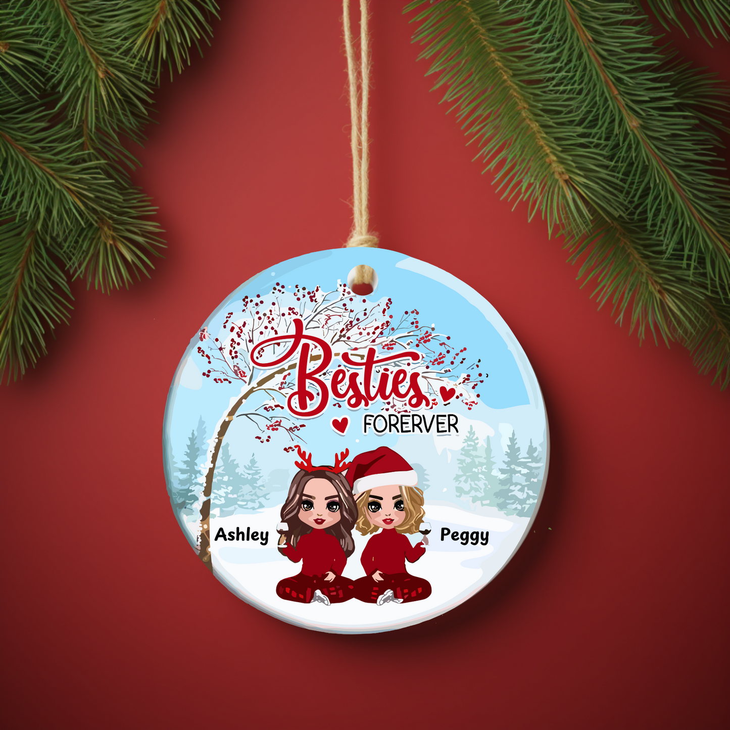 Besties Forever Personalized Christmas Ornament | Gift For Besties, Christmas Gift