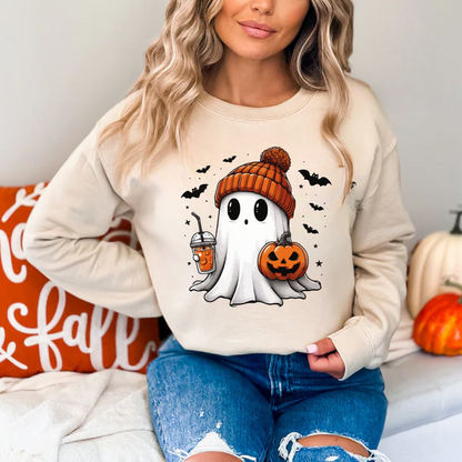 Ghost With Pumpkin Halloween T-Shirt | Sweatshirt