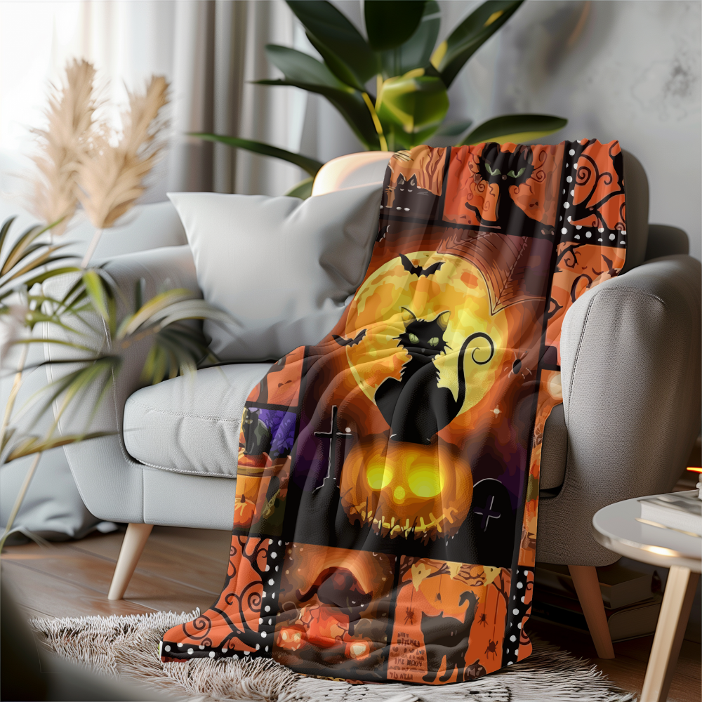 Halloween Cat Blanket | Halloween Gift | Gift For Her Or Him