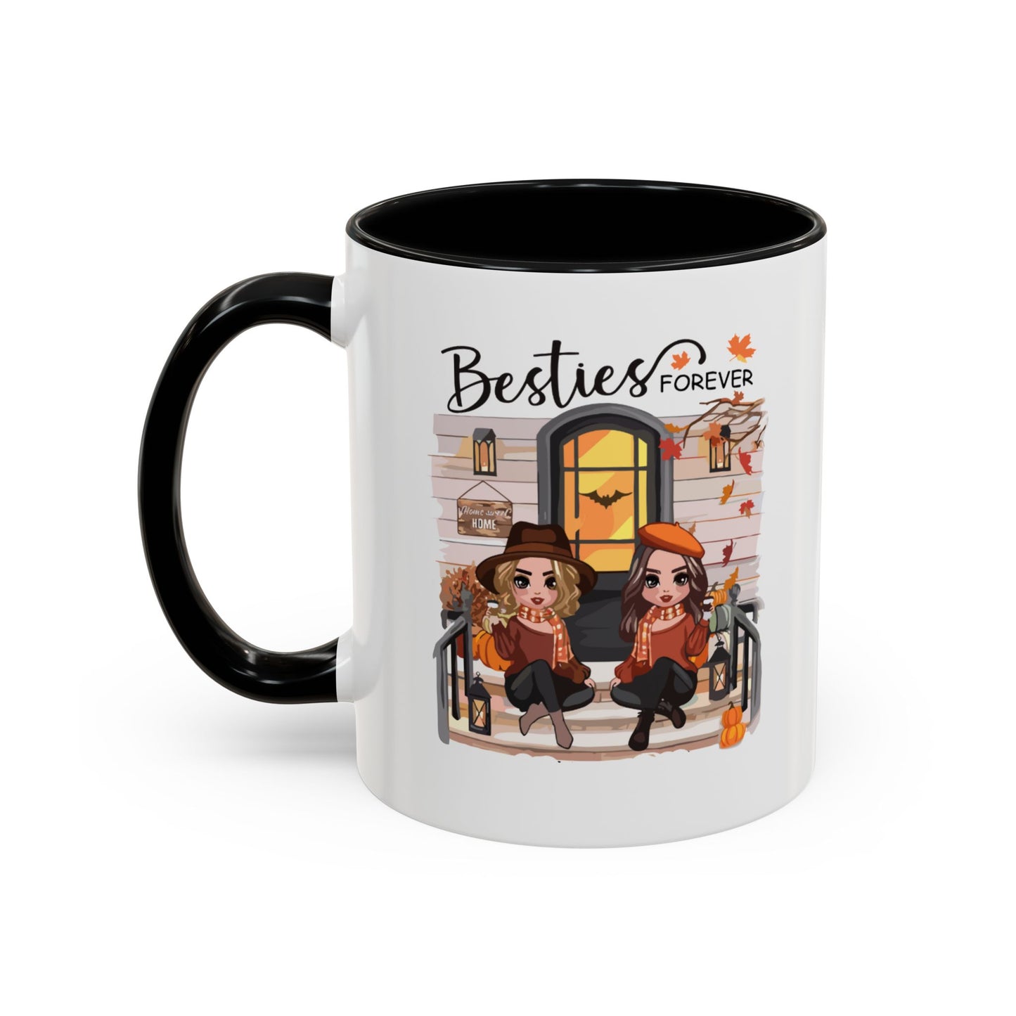 Besties Forever Halloween Mug | Halloween Gift For Besties | Accent Coffee Mug (11, 15oz)