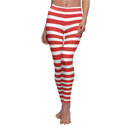 NEW Womens Holiday Christmas Stripe Leggings, Snowflake Leggings, Soft Yoga Waist Pants, Exclusive Leggings,