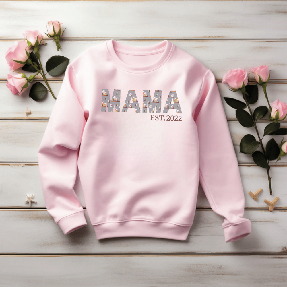 New Mama Est. Year Sweatshirt For Mom |Christmas Gift For New Mom | Mom To Be Gift