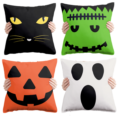 Pumpkin, Ghost, Green Man and Cat Face | Halloween Pillow Sets | Halloween Gift