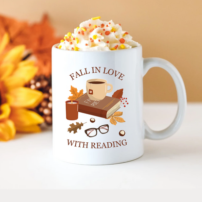 Fall In Love With Reading Mug | Fall Thanksgiving Gift, Gift For Book Lover