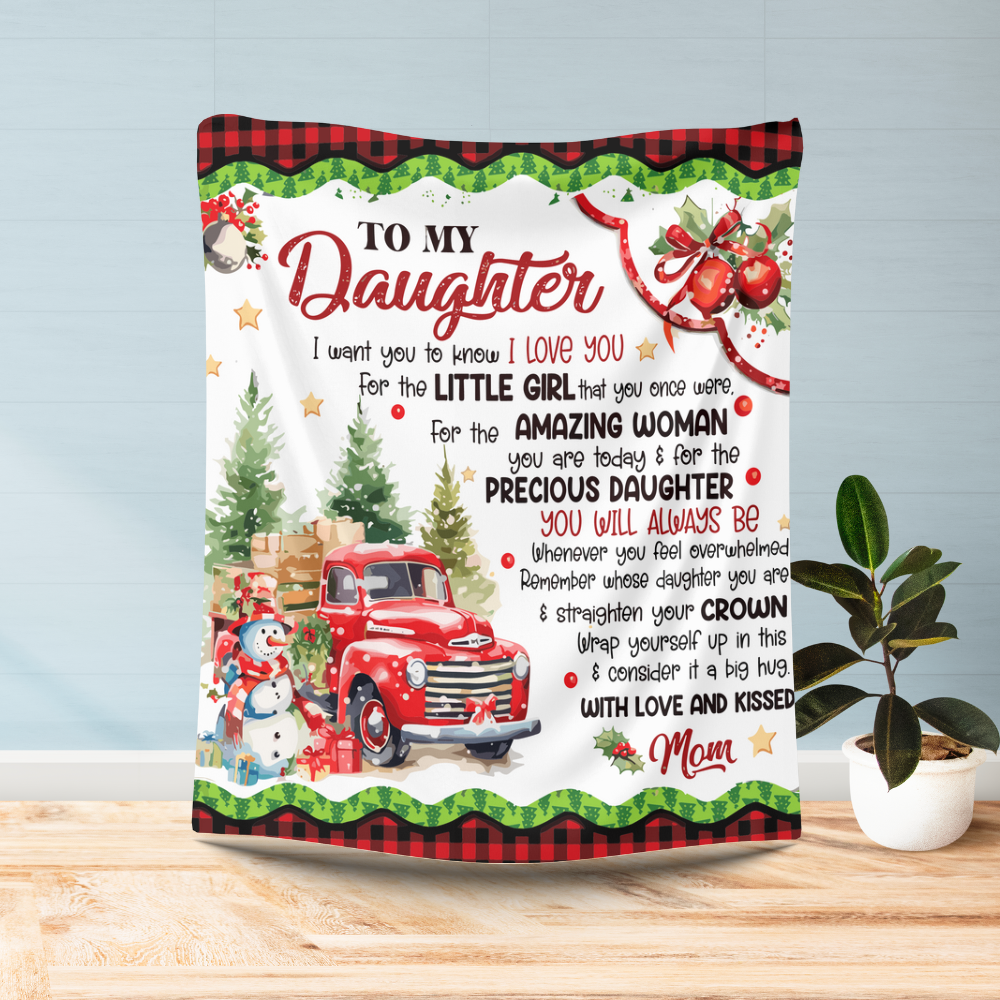 To My Daughter Christmas Blanket, Christmas Gift For Daughter, Gift From Mom To Daughter