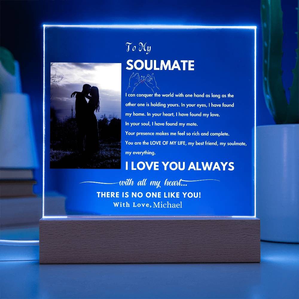 Personalized Soulmate Photo Night Light|Gift For Her, Gift For Him|Gift For Girlfriend, Wife Husband|Acrylic Plaque