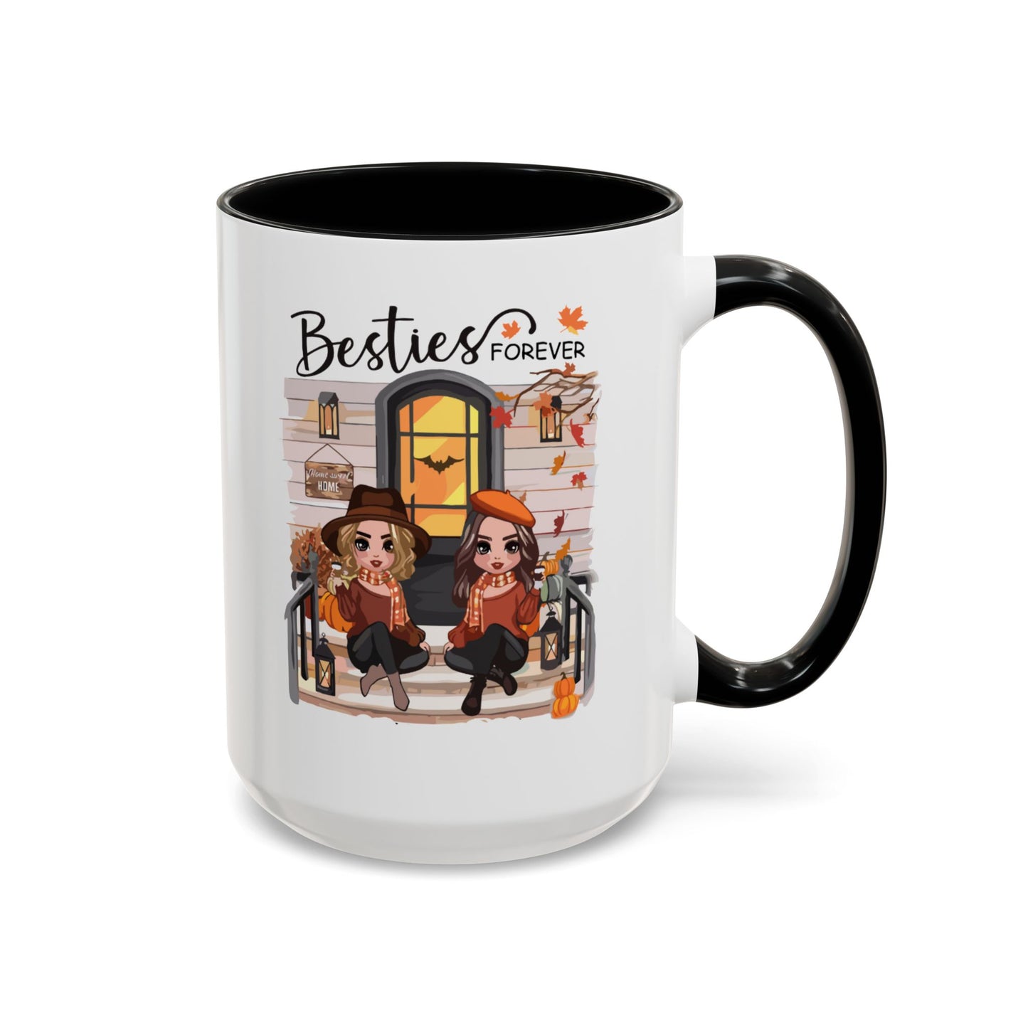 Besties Forever Halloween Mug | Halloween Gift For Besties | Accent Coffee Mug (11, 15oz)