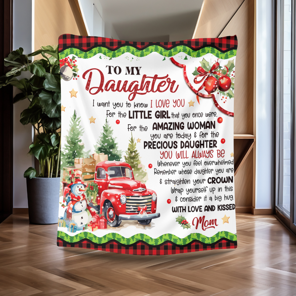 To My Daughter Christmas Blanket, Christmas Gift For Daughter, Gift From Mom To Daughter