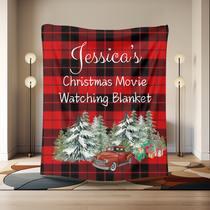 Christmas Movie Watching Blanket | Personalized Name Blanket Gift