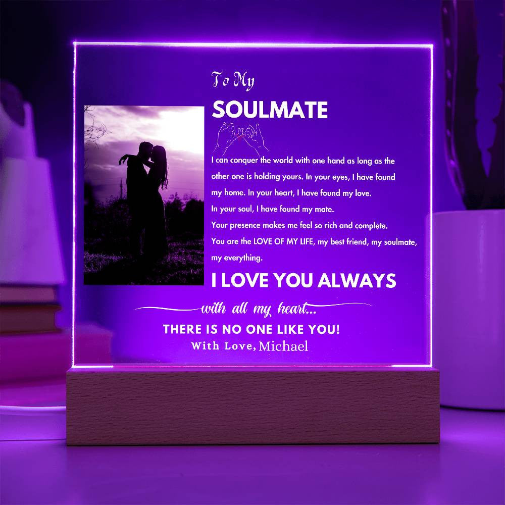 Personalized Soulmate Photo Night Light|Gift For Her, Gift For Him|Gift For Girlfriend, Wife Husband|Acrylic Plaque