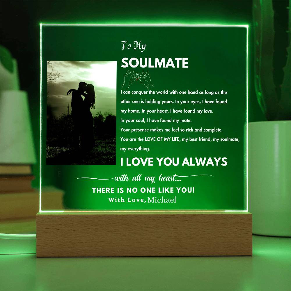 Personalized Soulmate Photo Night Light|Gift For Her, Gift For Him|Gift For Girlfriend, Wife Husband|Acrylic Plaque