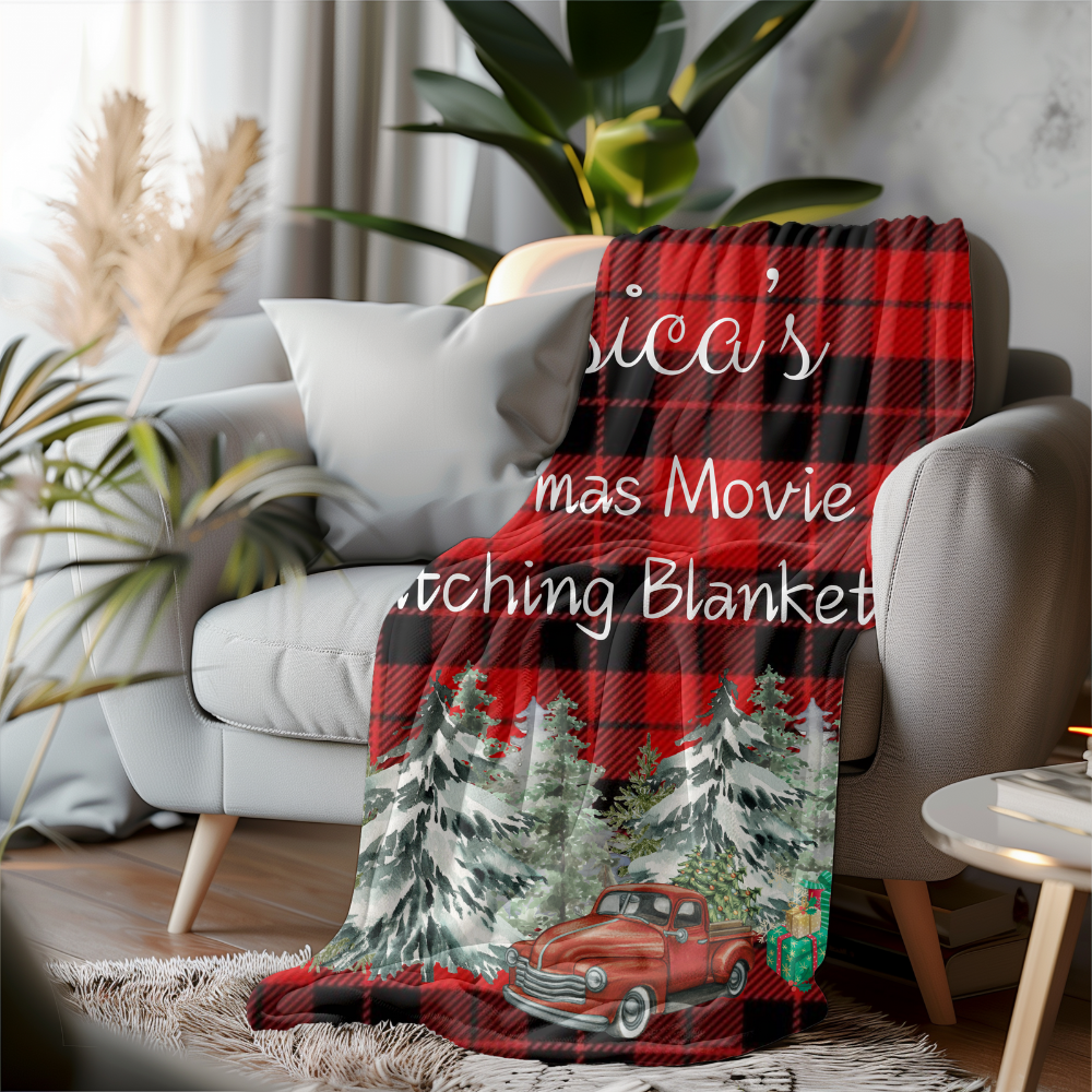 Christmas Movie Watching Blanket | Personalized Name Blanket Gift