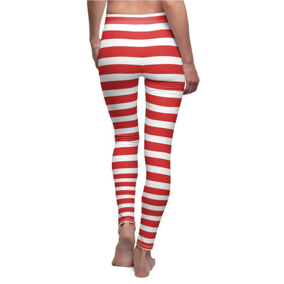 NEW Womens Holiday Christmas Stripe Leggings, Snowflake Leggings, Soft Yoga Waist Pants, Exclusive Leggings,