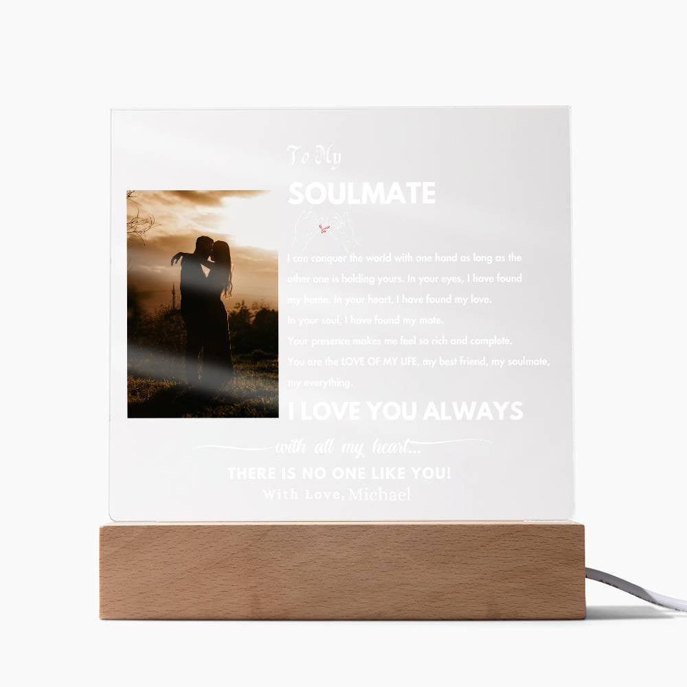 Personalized Soulmate Photo Night Light|Gift For Her, Gift For Him|Gift For Girlfriend, Wife Husband|Acrylic Plaque