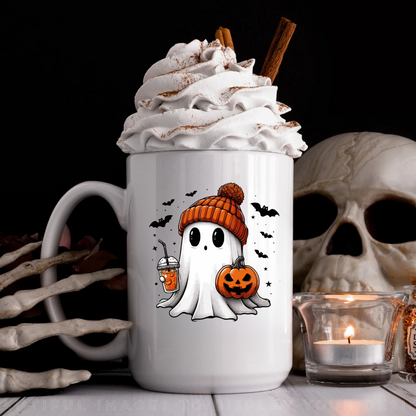 Ghost With Pumpkin Halloween Mug | Halloween Gift For Her or Him