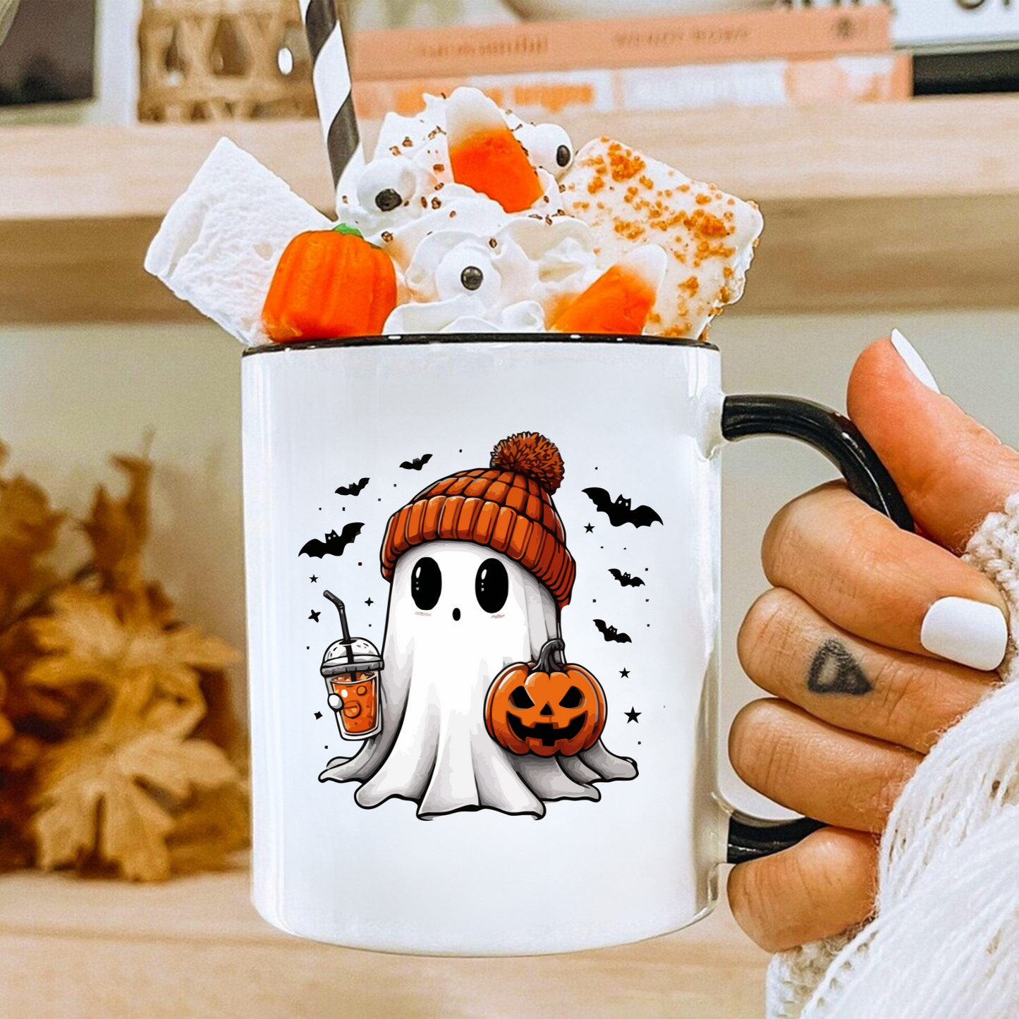 Ghost With Pumpkin Halloween Mug | Halloween Gift For Her or Him