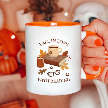 Fall In Love With Reading Mug | Fall Thanksgiving Gift, Gift For Book Lover