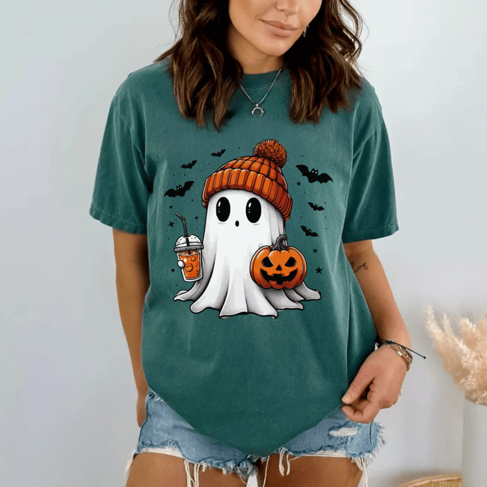 Ghost With Pumpkin Halloween T-Shirt | Sweatshirt