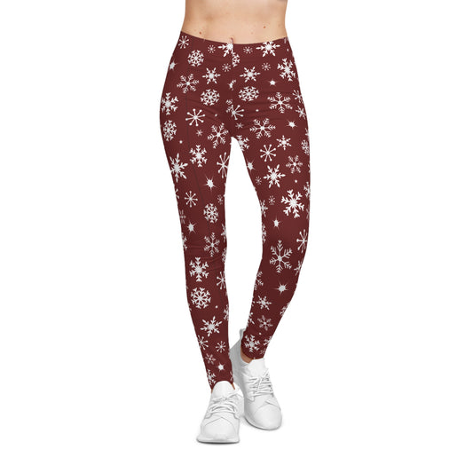 NEW Womens Holiday Christmas Snowflakes Leggings, Snowflake Leggings, Soft Yoga Waist Pants, Custom Leggings,