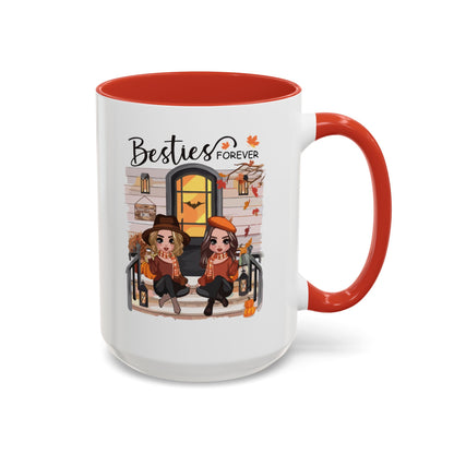 Besties Forever Halloween Mug | Halloween Gift For Besties | Accent Coffee Mug (11, 15oz)