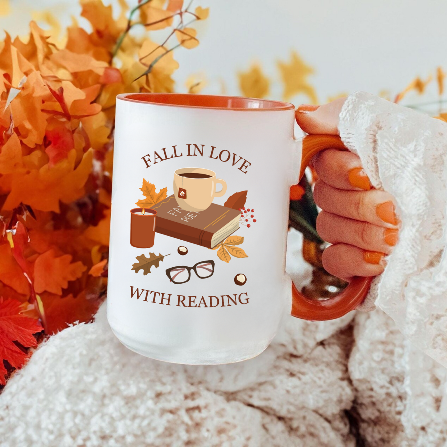 Fall In Love With Reading Mug | Fall Thanksgiving Gift, Gift For Book Lover