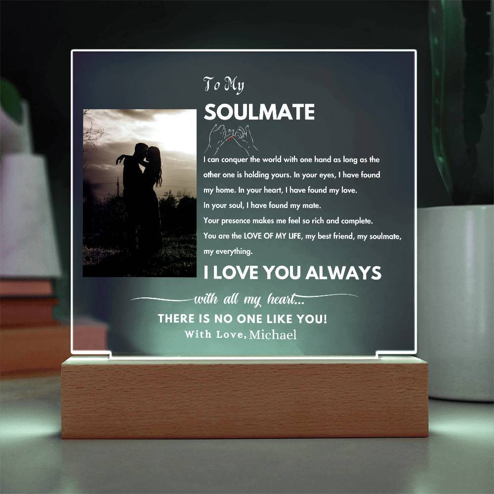 Personalized Soulmate Photo Night Light|Gift For Her, Gift For Him|Gift For Girlfriend, Wife Husband|Acrylic Plaque