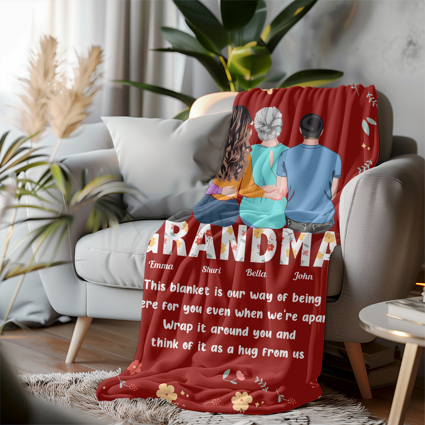 Personalized Grandma Christmas Blanket | Cozy Blanket Gift For Grandma