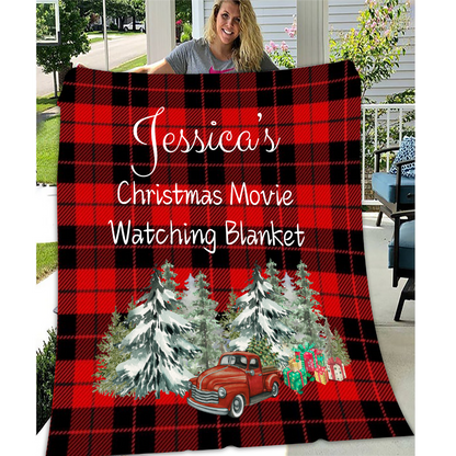 Christmas Movie Watching Blanket | Personalized Name Blanket Gift