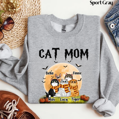 Cat Mom Shirt, Halloween Sweatshirt, Halloween Gift For Cat Lovers