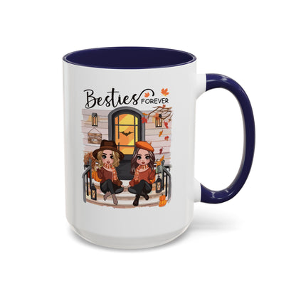 Besties Forever Halloween Mug | Halloween Gift For Besties | Accent Coffee Mug (11, 15oz)