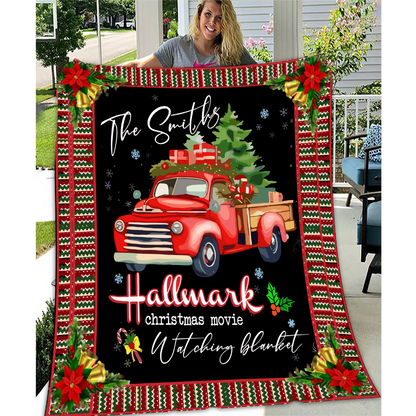 Christmas Movie Watching Blanket | Santa Blanket. Personalized Name Blanket Gift