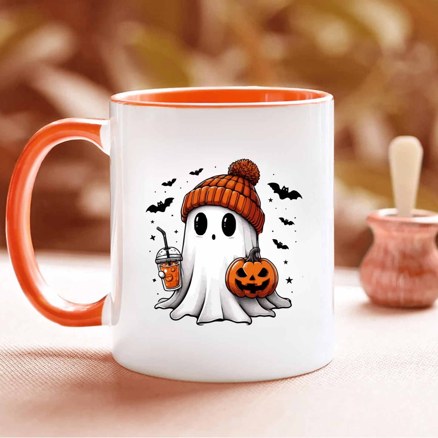 Ghost With Pumpkin Halloween Mug | Halloween Gift For Her or Him