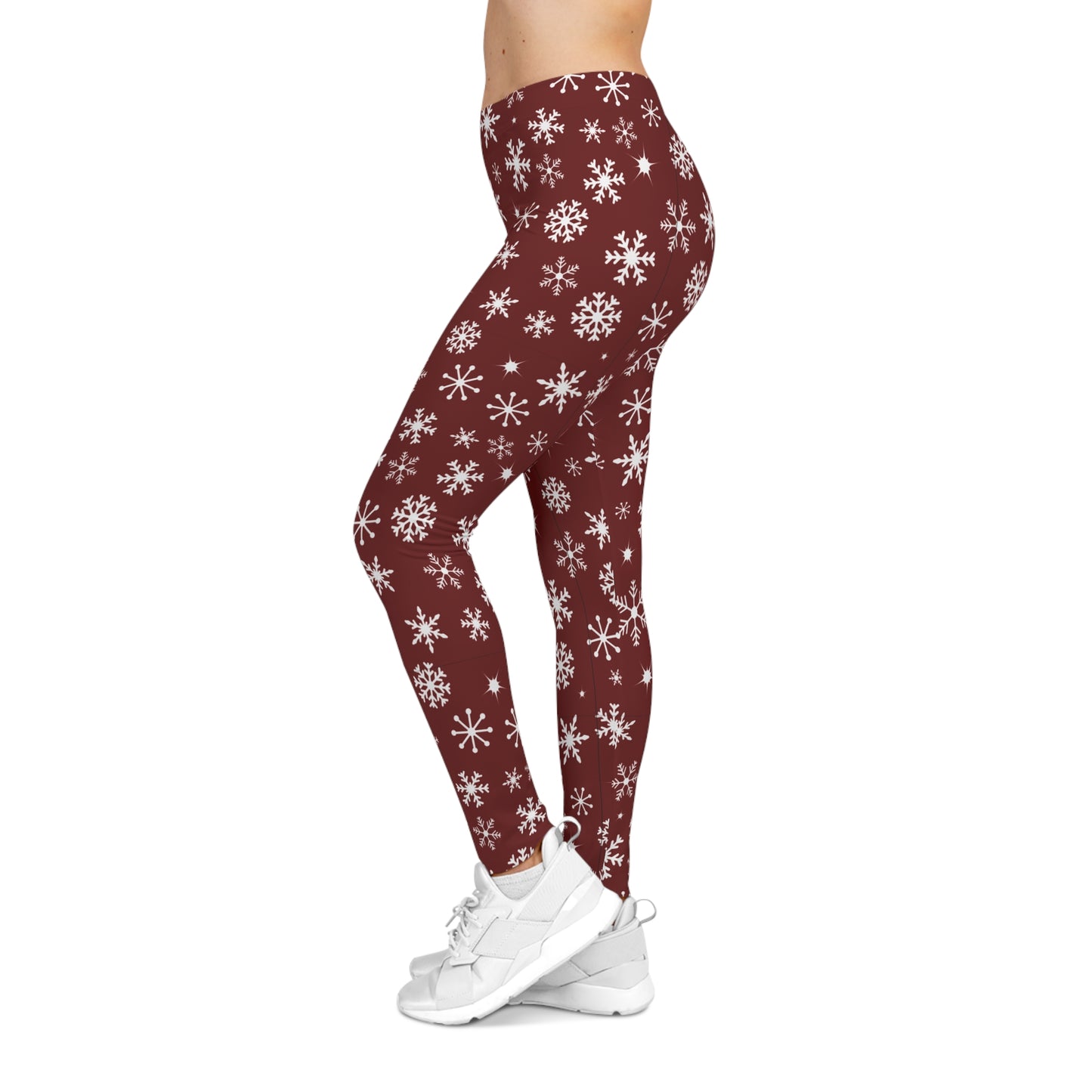 NEW Womens Holiday Christmas Snowflakes Leggings, Snowflake Leggings, Soft Yoga Waist Pants, Custom Leggings,