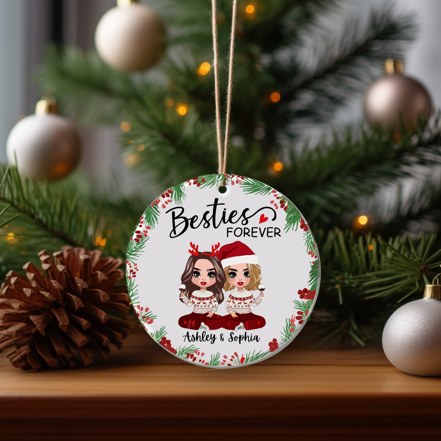 Besties Forever Personlized Christmas Ornament | Christmas Gift For Besties