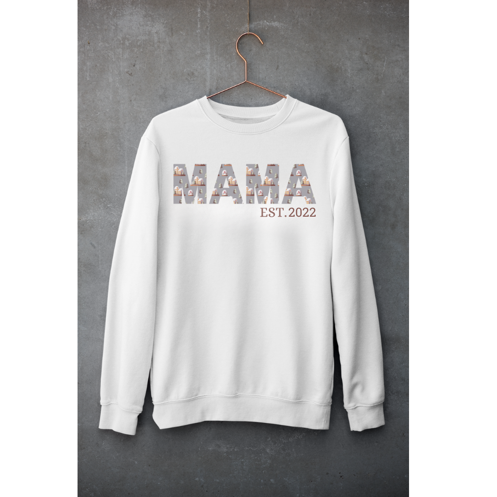 New Mama Est. Year Sweatshirt For Mom |Christmas Gift For New Mom | Mom To Be Gift