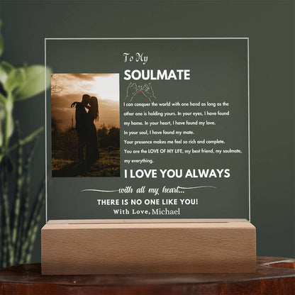 Personalized Soulmate Photo Night Light|Gift For Her, Gift For Him|Gift For Girlfriend, Wife Husband|Acrylic Plaque