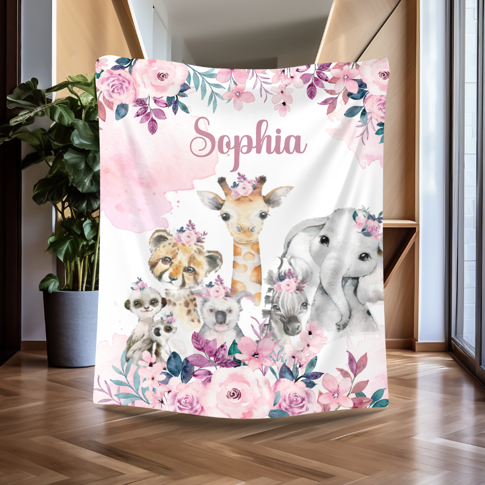 Personalized Kids Animal Blanket|Soft Blanket For Babies|Gift For Kids,