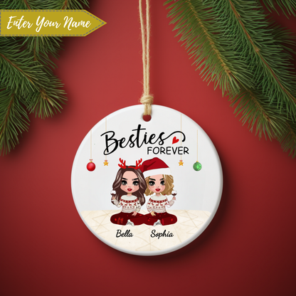 Besties Forever Name Christmas Ornament | Christmas Gift For Besties