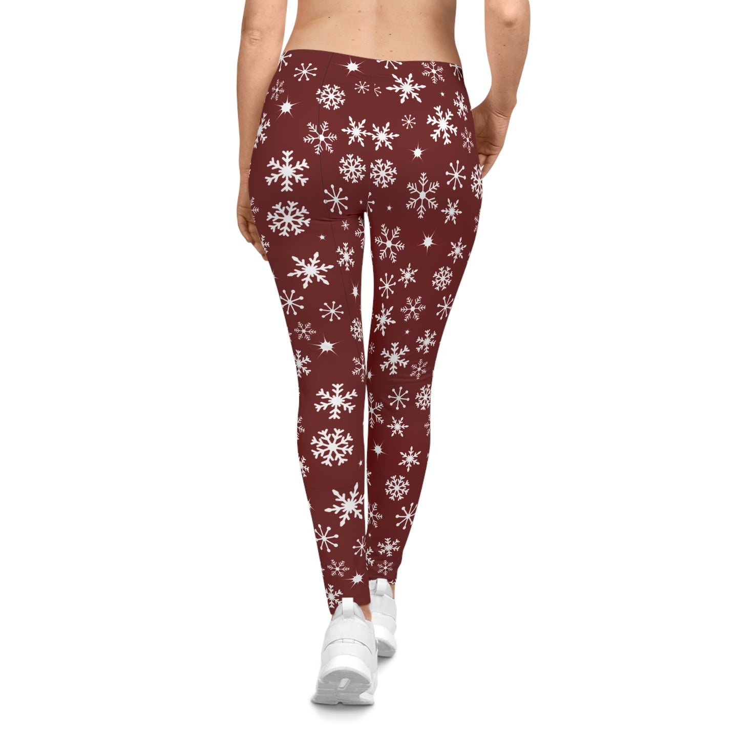 NEW Womens Holiday Christmas Snowflakes Leggings, Snowflake Leggings, Soft Yoga Waist Pants, Custom Leggings,