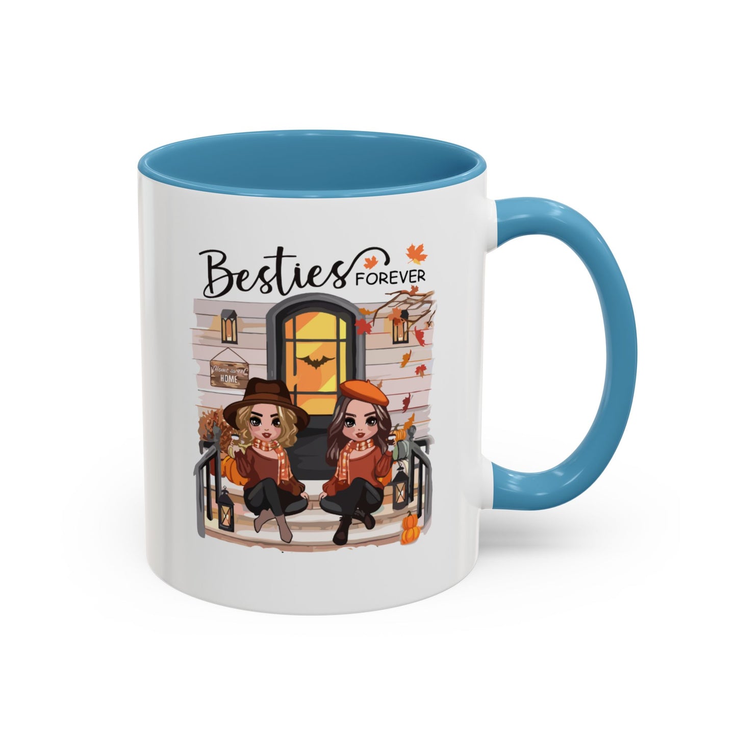 Besties Forever Halloween Mug | Halloween Gift For Besties | Accent Coffee Mug (11, 15oz)