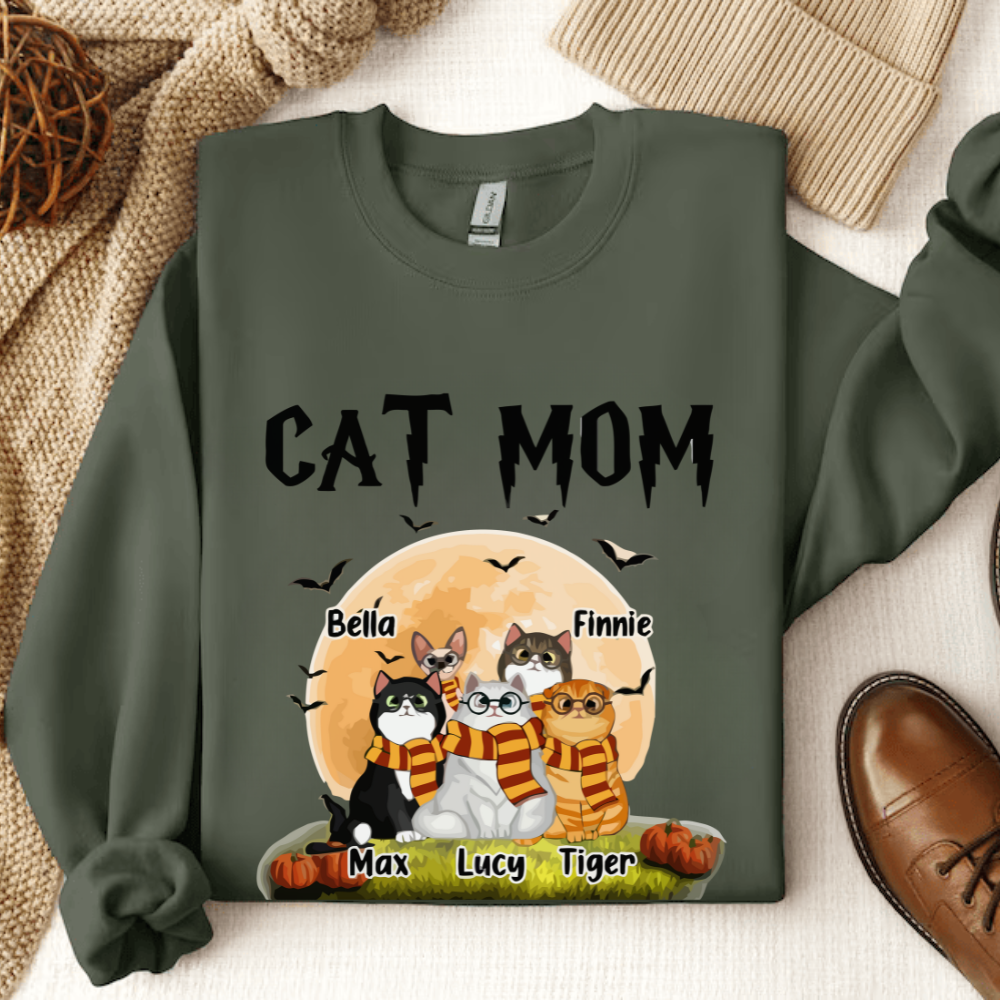 Cat Mom Shirt, Halloween Sweatshirt, Halloween Gift For Cat Lovers