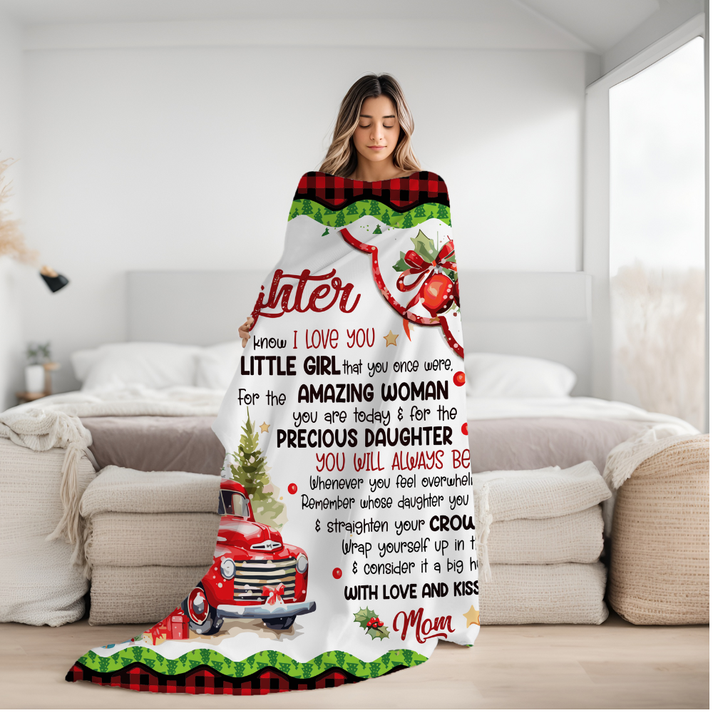 To My Daughter Christmas Blanket, Christmas Gift For Daughter, Gift From Mom To Daughter