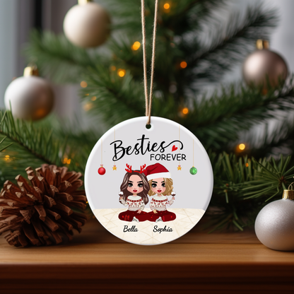 Besties Forever Name Christmas Ornament | Christmas Gift For Besties