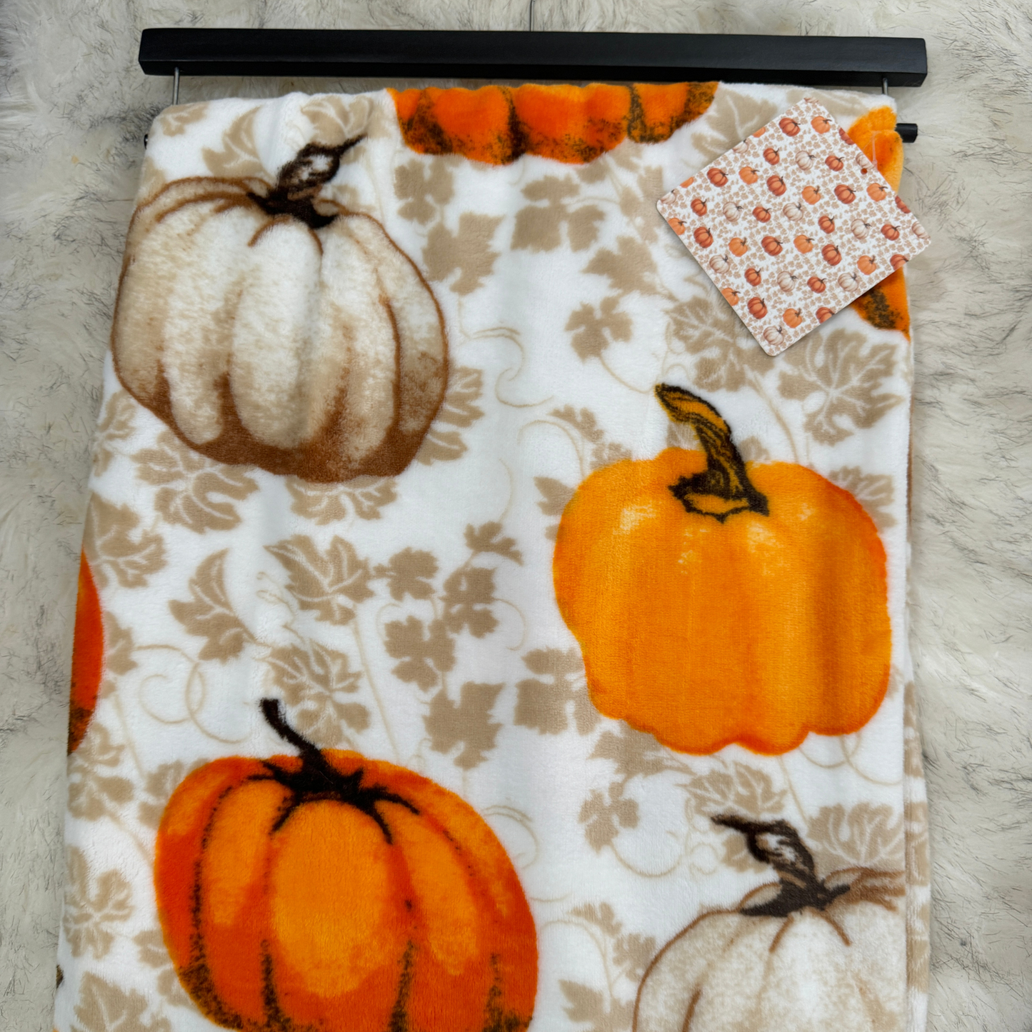 Pumpkin Kisses And Harvest Wishes | Fall, Thanksgiving Plush Throw Blanket