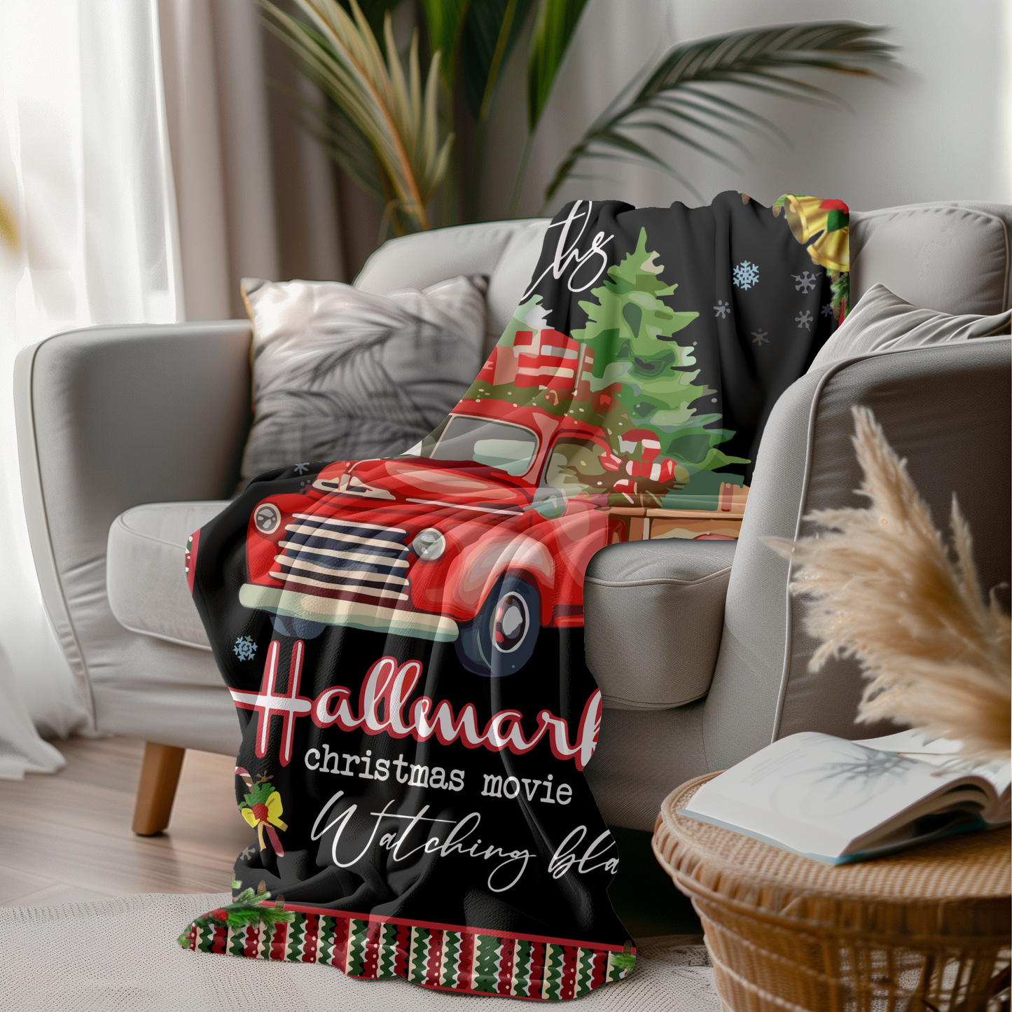 Christmas Movie Watching Blanket | Santa Blanket. Personalized Name Blanket Gift