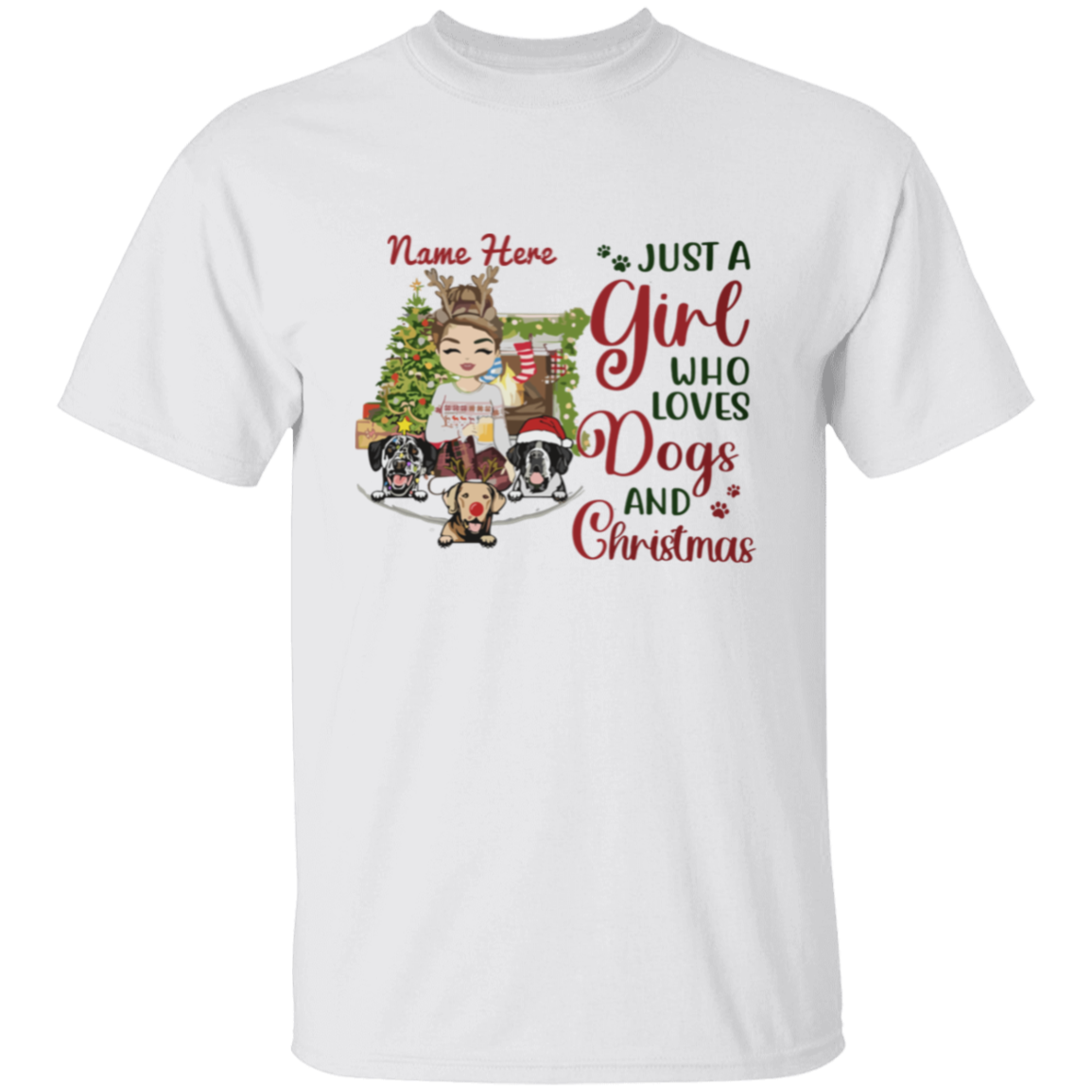 Just A Girl Who Love Dogs And Christmas Shirt | Personalized Christmas Sweatshirt | Christmas Hoodie, Gift For Dog Lover