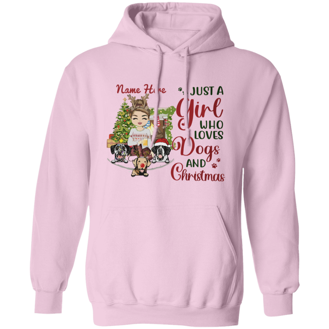 Just A Girl Who Love Dogs And Christmas Shirt | Personalized Christmas Sweatshirt | Christmas Hoodie, Gift For Dog Lover