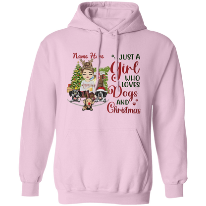 Just A Girl Who Love Dogs And Christmas Shirt | Personalized Christmas Sweatshirt | Christmas Hoodie, Gift For Dog Lover