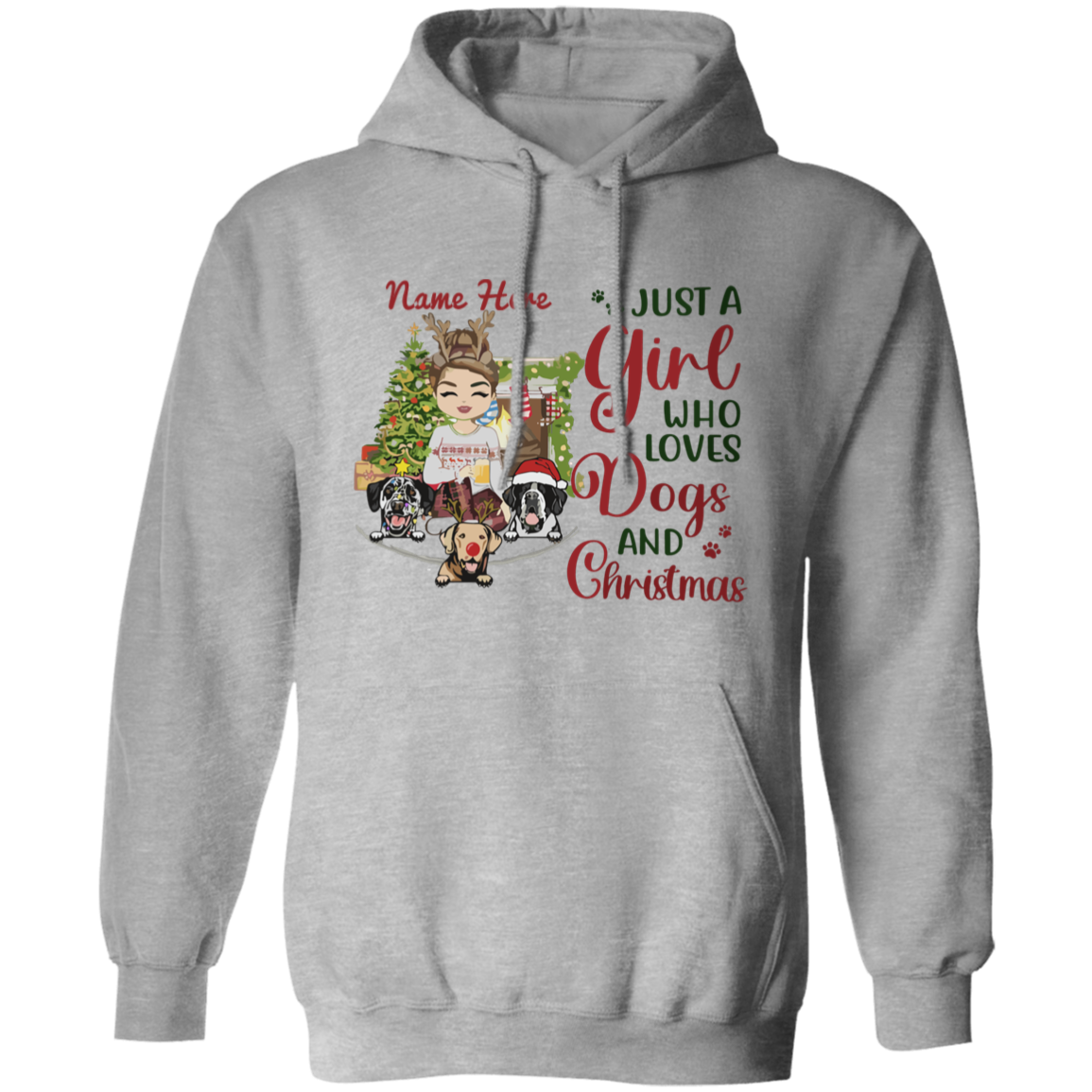 Just A Girl Who Love Dogs And Christmas Shirt | Personalized Christmas Sweatshirt | Christmas Hoodie, Gift For Dog Lover