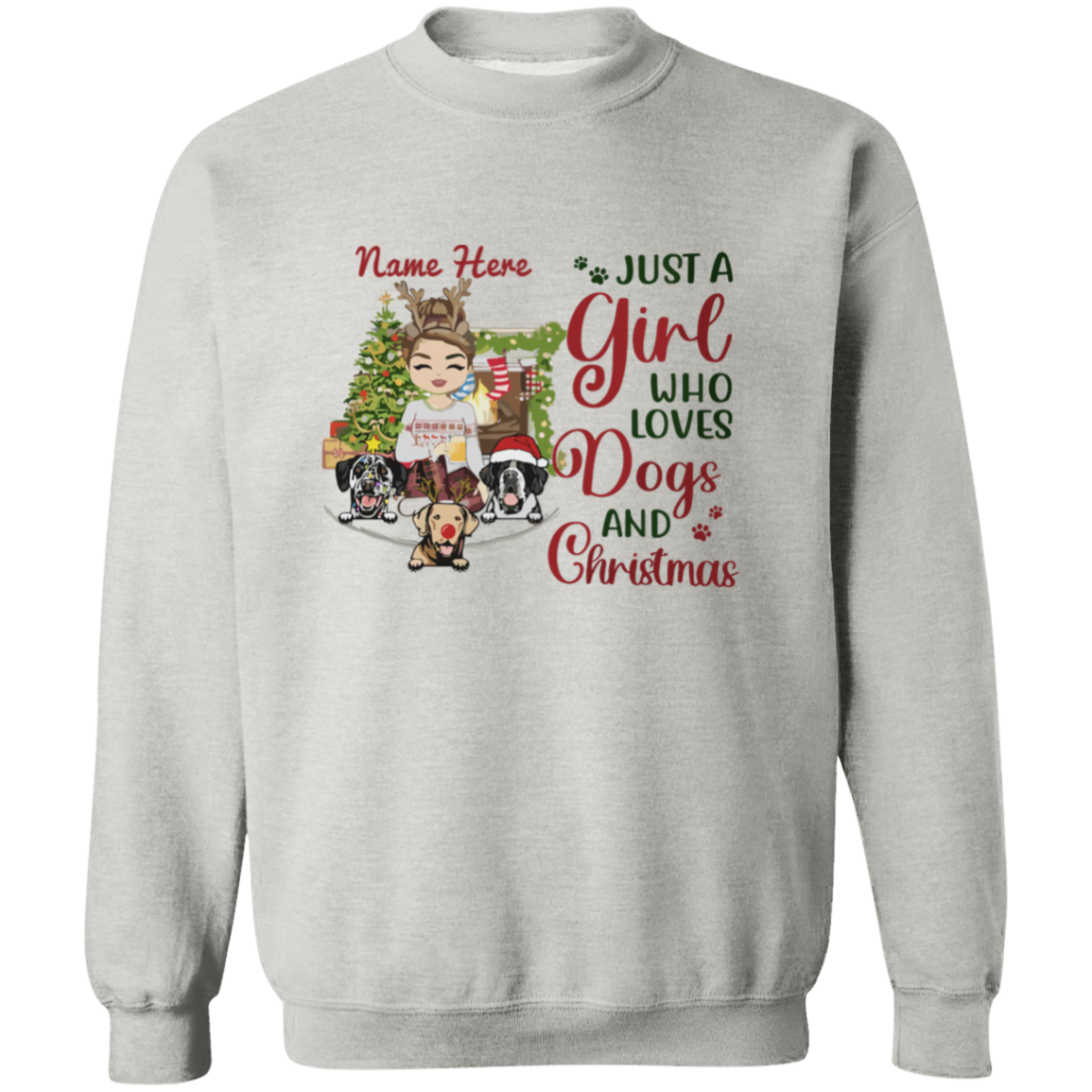 Just A Girl Who Love Dogs And Christmas Shirt | Personalized Christmas Sweatshirt | Christmas Hoodie, Gift For Dog Lover